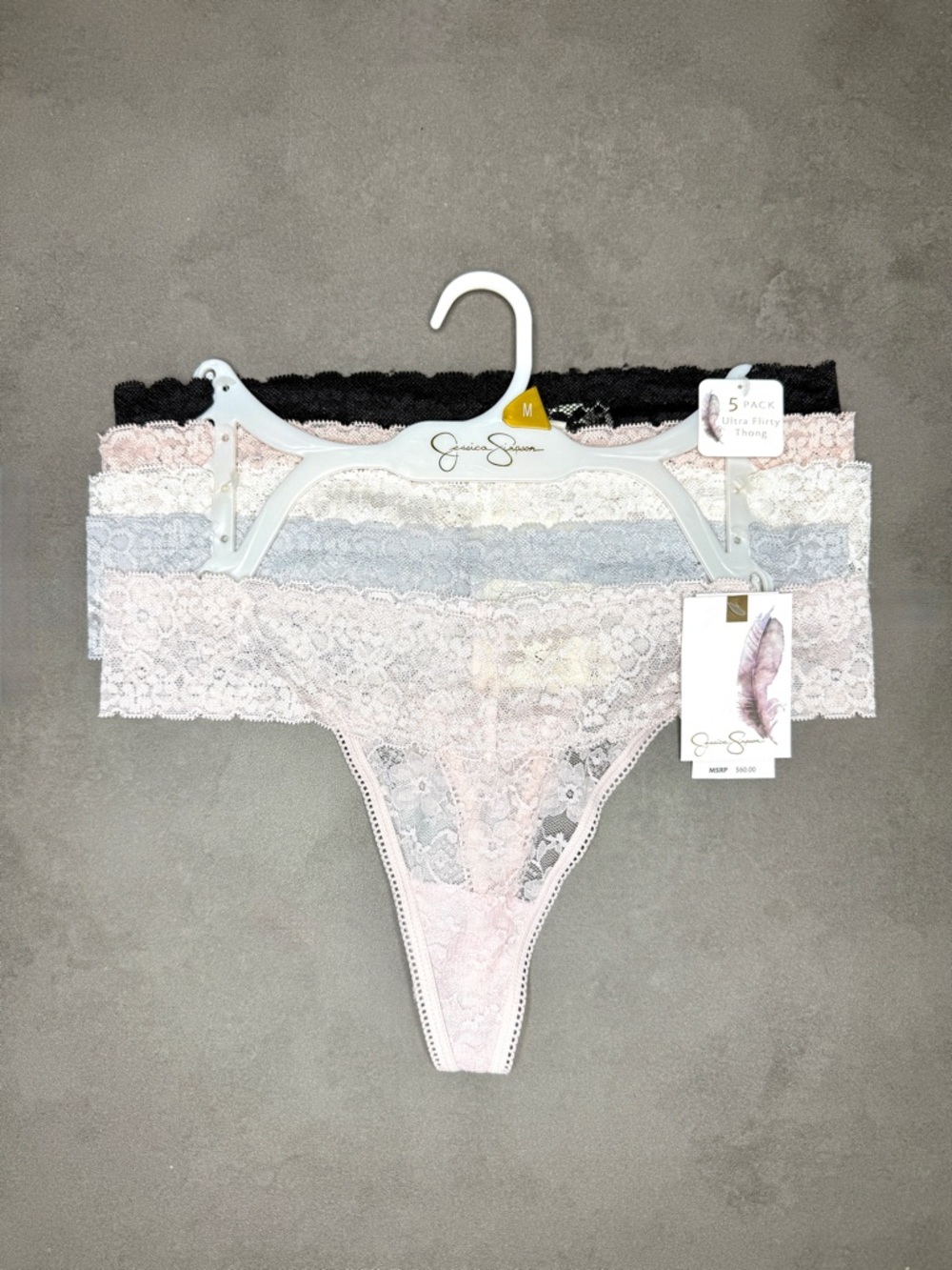 Jessica Simpson Ultra Flirty Lace Thong Intimates - Sef of 5
